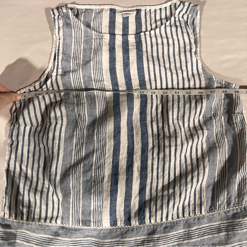J. Jill Love Linen Blue and White Striped Tank Top Medium Beachy - Picture 7 of 8